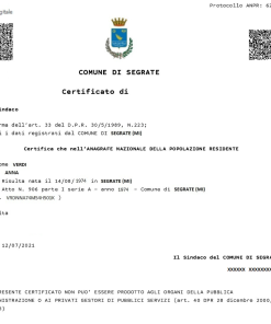 certificato anagrafico